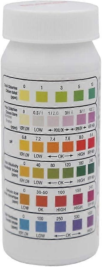 6-i-1 Pool Test Strips - Klor/Brom/pH/Alkalinitet/Hårdhed/CYA Tester