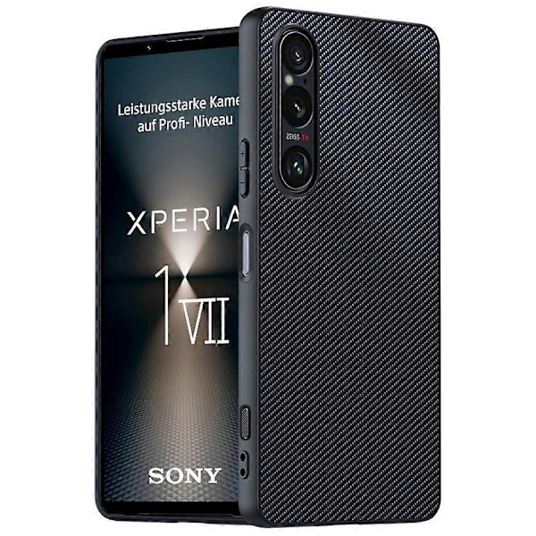 För Sony Xperia 1 VII Fodral Läder + PC Hårt Telefonskal Kolfibertextur GS Multicolor Carbon Fiber/ Black