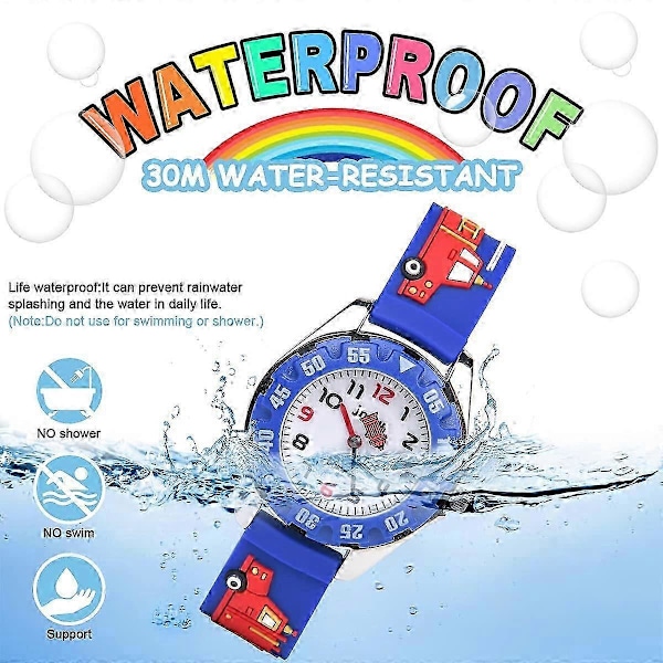 Barn Analog Quartz Klocka, Barnklocka med 3D-Cartoon Design, 30 m Vattentät, Silikonarmband Stil 1 GS