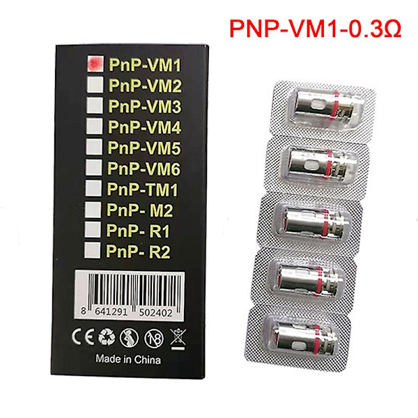 5-pack Voopoo PNP Coil Vm1/vm3/vm5/r1/m2atomisering Ersättningskärna [FW]