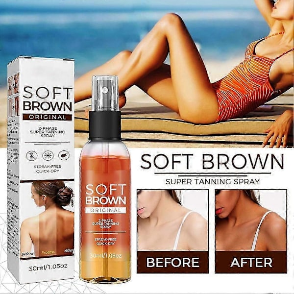 2 stk. Bruningsspray til kroppen Sommer Strand Solsenge Selvbruner Spray Mænd Kvinder Fugtighedscreme Blød Brun Bærbar Bronzer Bruningsprodukt