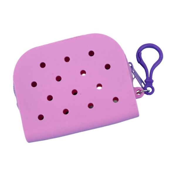 Silikonplånbok Portabel Organizer Utomhus Resa Sommar med Krok Hål Väska Rosa GS Purple 10cmx8cm