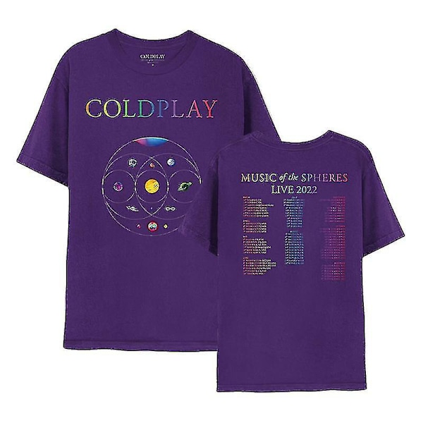 2024 T-Shirt Coldplay World Tour T-Shirt, Y2k T-Shirt Män Och Kvinnor - Mxbc Purple S