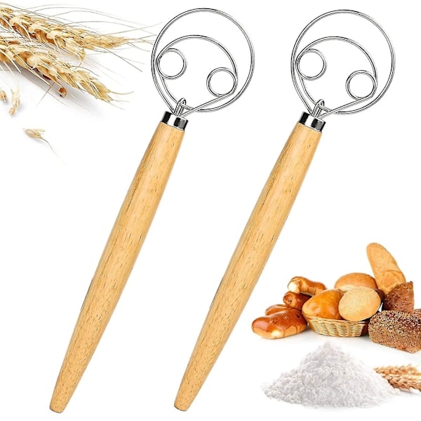 Set med 2 bröddegsvispar, degblandare, dansk degvisp, handvisp GS