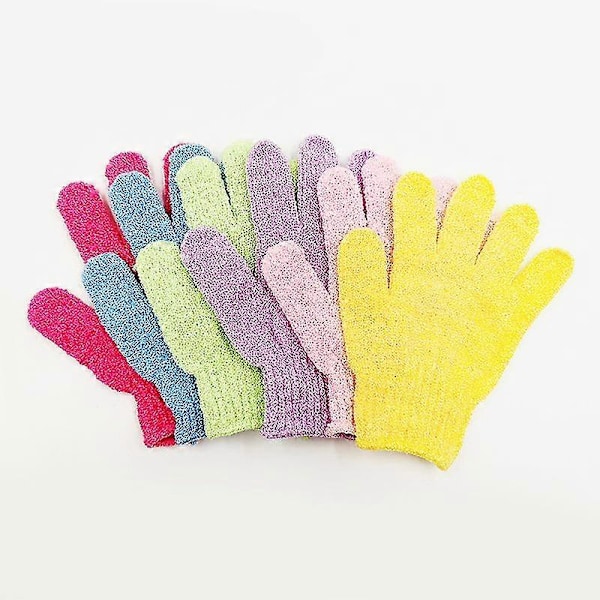 Exfolierande handskar, 6 par exfolierande dusch- och badhandskar, exfolieringshandske för kropp, dusch, bad, skrubb och spa-massage av döda hudceller