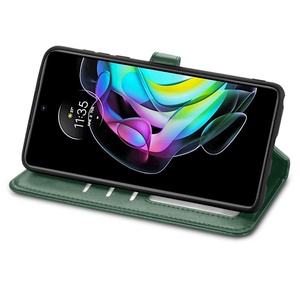Mobilskal i Läder med Spänne, Enfärgat, för Motorola Edge 20[D] Green