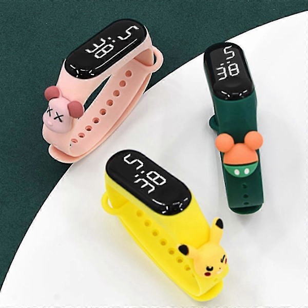 Barnklockor LED Digital Armbandsur Barn Sportklocka Gul GS