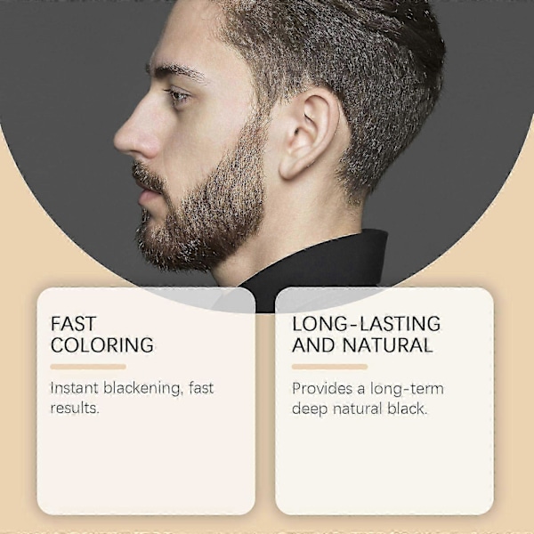Tillfällig Skäggfärg för Män - Svart Skägg-, Mustasch- & Ögonbrynsfärg för ett Fylligare, Välformat Utseende, Vatten- & Svetttålig, Upp till 30 Användningar 3PCS