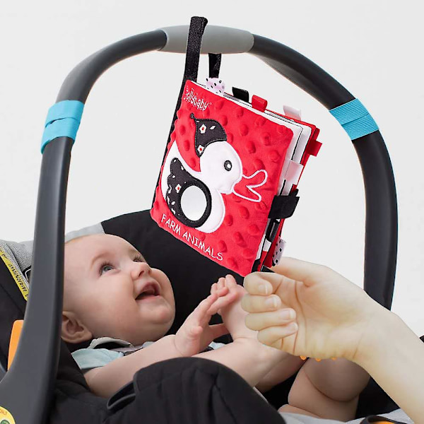 Spädbarns Knisterbok Svartvita Böcker för Nyfödda 0-12 Månader, Högkontrast Baby Leksak Tyg Mjuka Babyböcker Mjuk Beröring och Känsla Sensorisk GS
