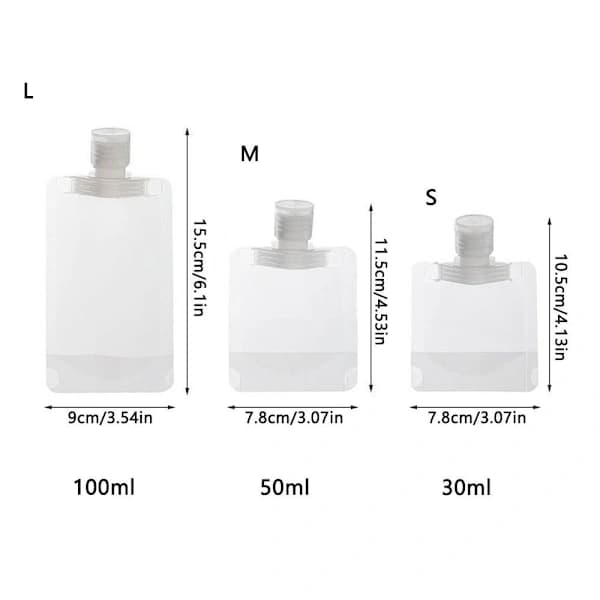10-pakning, påfyllbare flasker Emballasjepose 100ml