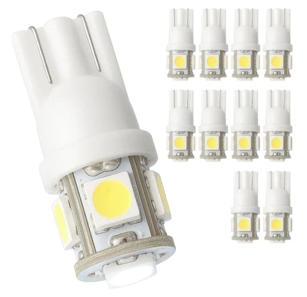 10 kpl T10 W5W LED-autolamppuja – valkoinen valo