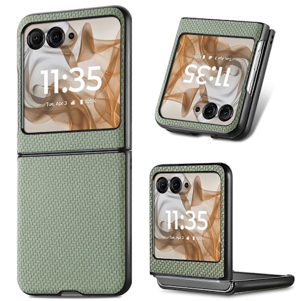 Mobilskal i kolfibertextur för Motorola Razr 50 GS Green