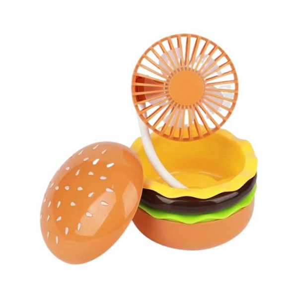 Portabel Mini Fläkt USB-Laddning Personlig Hamburgarform Skrivbordsfläkt orange