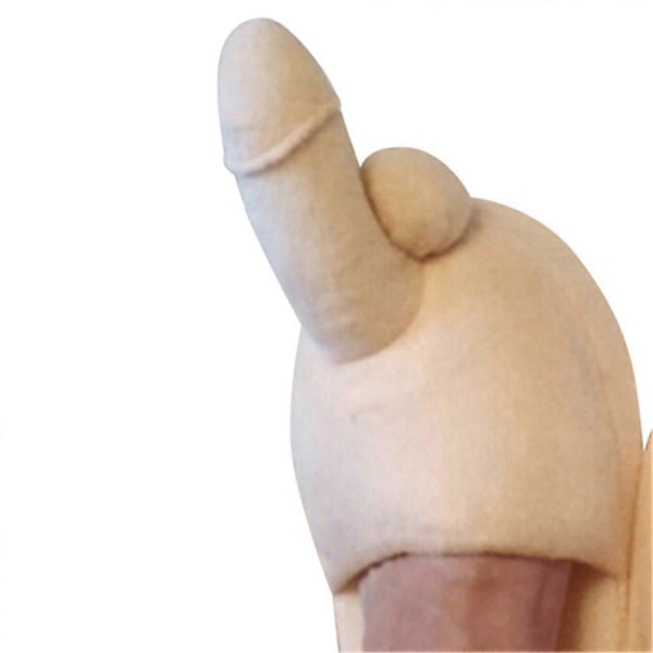 Roliga Plyschtofflor med Dildos Inomhus Anti-Slip Tofflor för Hem Sovrum Beige Ladies One Size