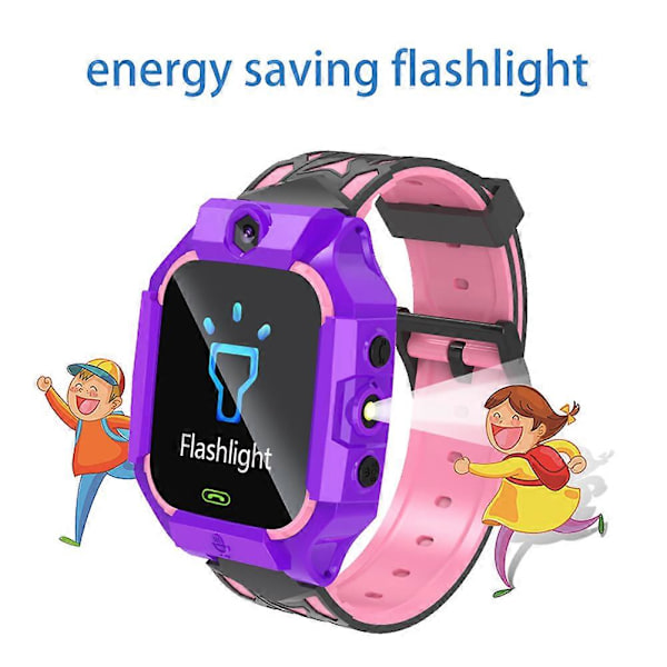 Ny Smart Klocka Barn LBS Baby Telefon 2G Klocka Kamera SOS PK Q02 Q12 Q15 Barn Smartwatch Android Ios för Pojkar Flickor Presenter Purple