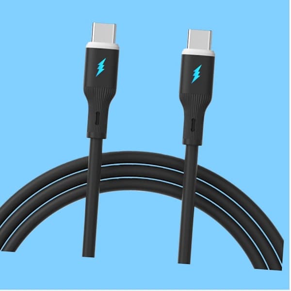 66W USB-C til USB-C Hurtigladekabel - Silikon, 100cm - For Hurtiglading og Dataoverføring black