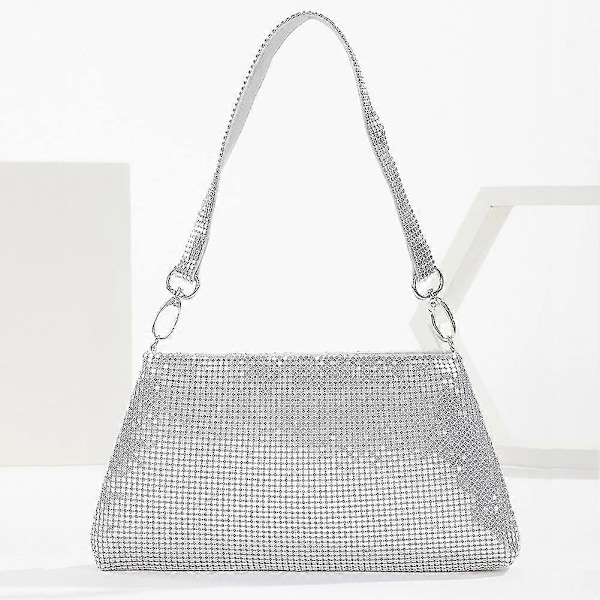 Clutch Väska Universal Kväll Party För Kvinnor Bröllop Bling Paljetter Lättvikt GS Silver