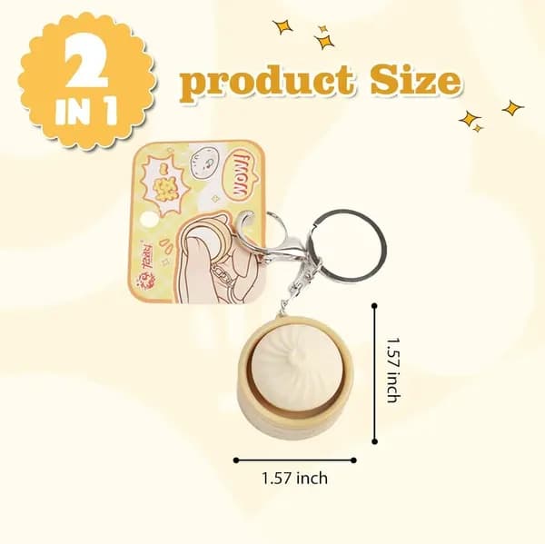 2 stk. Dumpling Fidget Legetøj Fidget Nøglering, Søde 3D-printede Sensoriske Kliklegetøj Mini Sensorisk Legetøj Angst- og Stresslindring til Voksne.