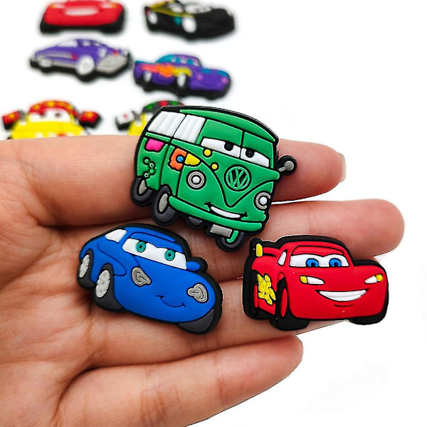 20 kpl Sarjakuva-autot Kengänkoristeet DIY Croc Clog Sandaalien Tarvikkeisiin