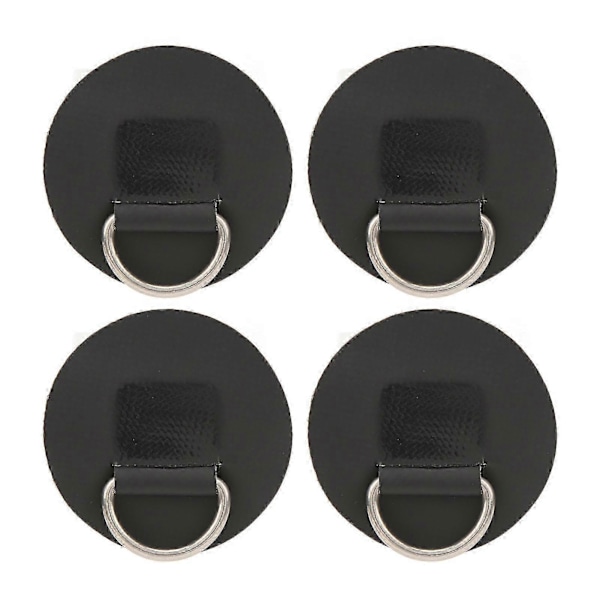 4 st D-ring Patch PVC Rostfritt Stål Surfbräda Enkellager Rund Form D-ring Pad För Uppblåsbar Båt Kajak Kanot Svart