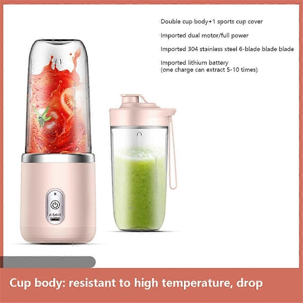Ny Elektrisk Mini Juice Maker Portabel Blender Smoothie Juicer Fruktmaskin pink