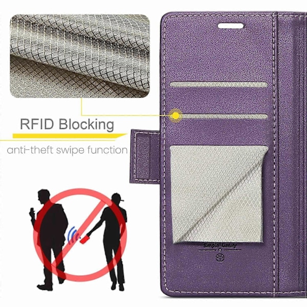Mobilfodral för Samsung Galaxy S24 FE CASEME 023-serien RFID-blockerande glänsande stativ GS