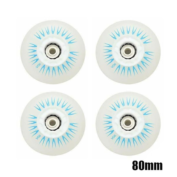 4 st Blinkande Inlineshjul 90A LED-belysning Skridskohjul 80 76 72 68 Blue 80mm