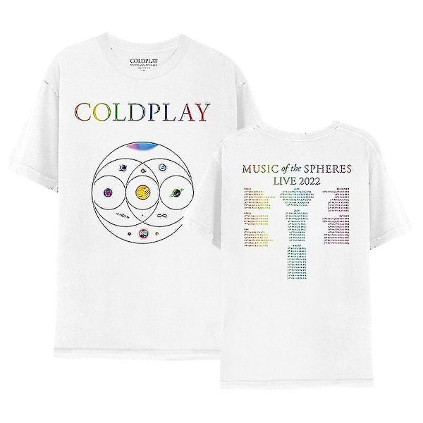 2024 T-Shirt Coldplay World Tour T-Shirt, Y2k T-Shirt Män Och Kvinnor White 3XL