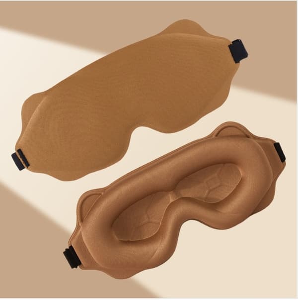 3D Konturerad Mörkläggande Sovmask för Resor och Vila Brun Brown