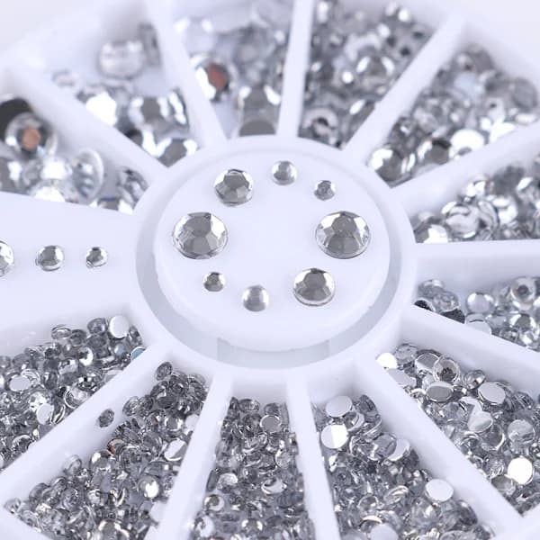 Rhinestone 4 størrelser - Sølv Klar Sølv