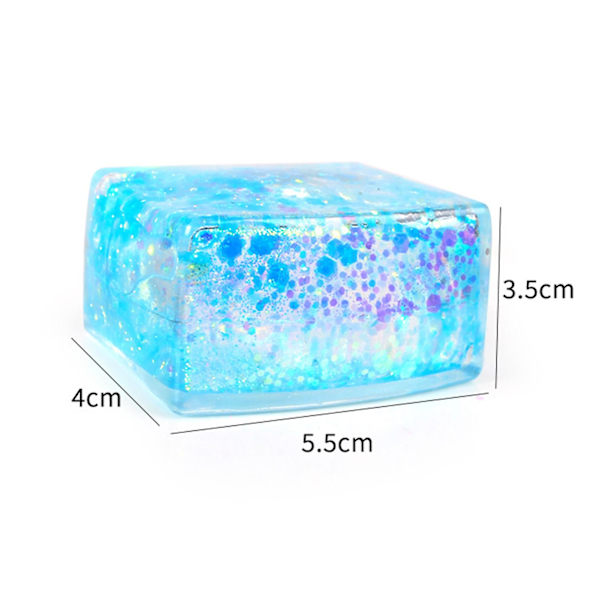 Paljetter Iskub Klämleksaker Maltos Fyrkantig Kub Snabb Återhämtning Mjuk TPR Nyp Leksak Squishes Block Stress Relief Fidget Leksak Random Color