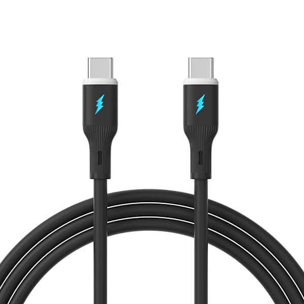 66W USB-C til USB-C Hurtigladekabel - Silikon, 100cm - For Hurtiglading og Dataoverføring black