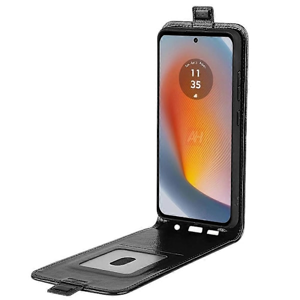 R64 Vertikalt Flip Läderfodral för Motorola Edge 50 Fusion GS Black