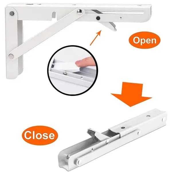 Fällbart konsol 450 x 170 mm – vit metall för väggmontering