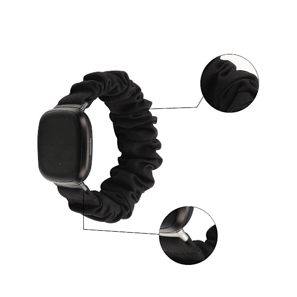 För Fitbit Versa 4/Sense 2 Scrunchie Klockarmband Tyg Tryckt Hårband Rem Armband Leopard Black Style E Fitbit Versa 4