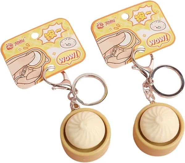 2 stk. Dumpling Fidget Legetøj Fidget Nøglering, Søde 3D-printede Sensoriske Kliklegetøj Mini Sensorisk Legetøj Angst- og Stresslindring til Voksne.