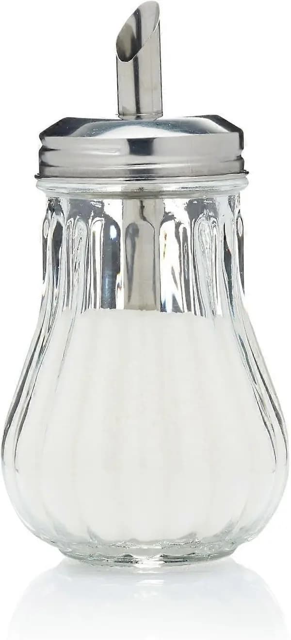 Sockerdispenser, retrostil, glas, 7 x 7 x 13,5 cm
