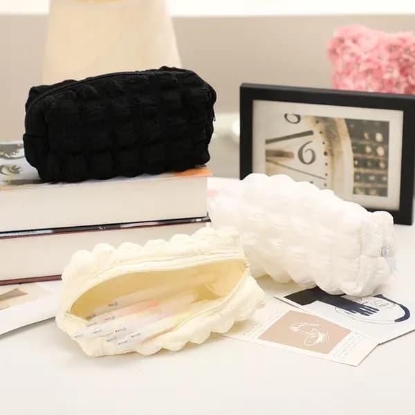Polyester penalhus med stor kapacitet - Blød organizer til papirvarer og makeuptaske black