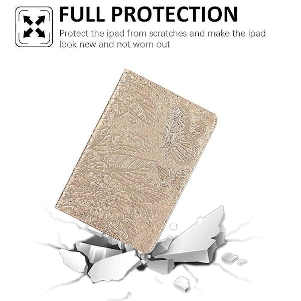 Mönsterpräglad Fullständigt Skydd Läder Tablet Skyddsskal för iPad Mini 1/2/3/4/(2019) 7.9 tum - Svart GS Gold