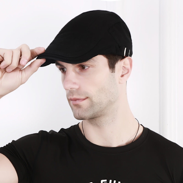 Baskerhatt Bomull Skärmkeps Hatt Herr Resehatt för dam Retro Advance Hattar Konstnärlig ungdomshatt Marinblå GS Navy blue Adjustable