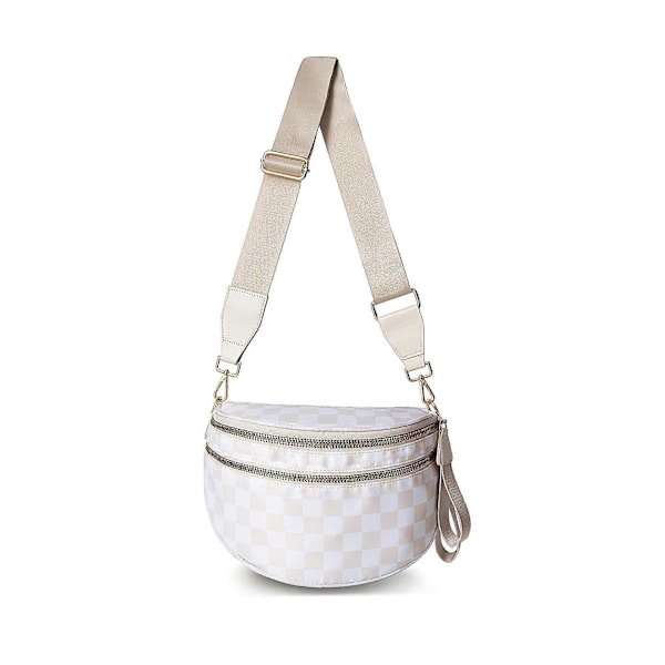 Nuvore Crossbody Väska, Rutig Crossbody Komfortväska, Magväskor för Kvinnor GS Beige Lattice