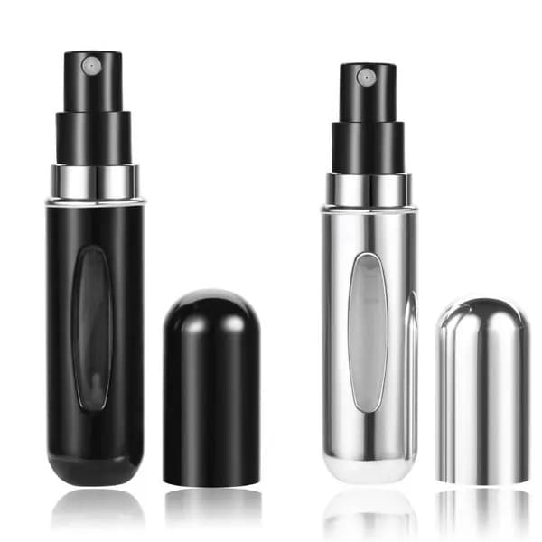 2X Parfyme Atomizer 8 ml Parfymeflaske for reise Sølv en størrelse