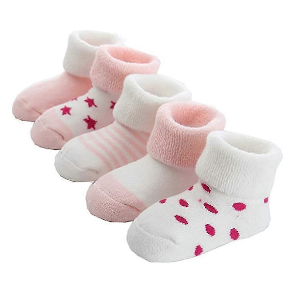 5 par nya varma baby frottéstrumpor, babystrumpor, tecknade babystrumpor