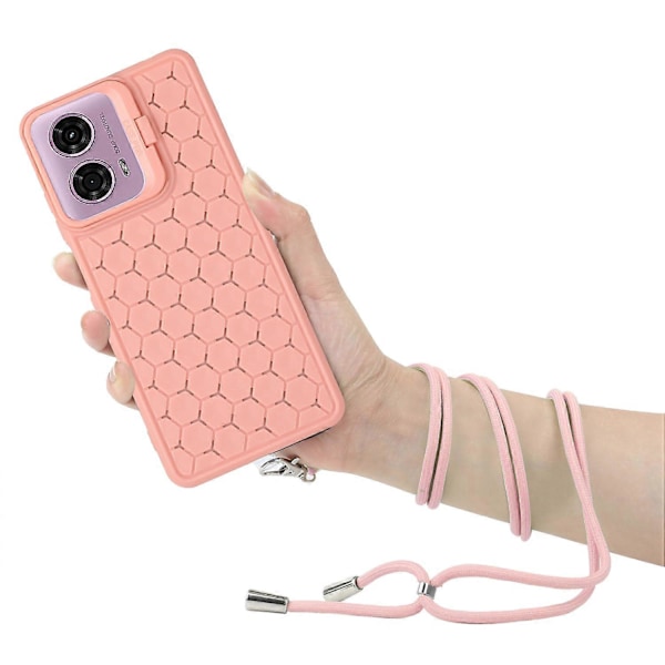 Värmeavledande TPU-fodral med Ställ för Motorola Moto E14 4G/ G04 4G/ G04s 4G/ G24 4G med Snodd GS Pink
