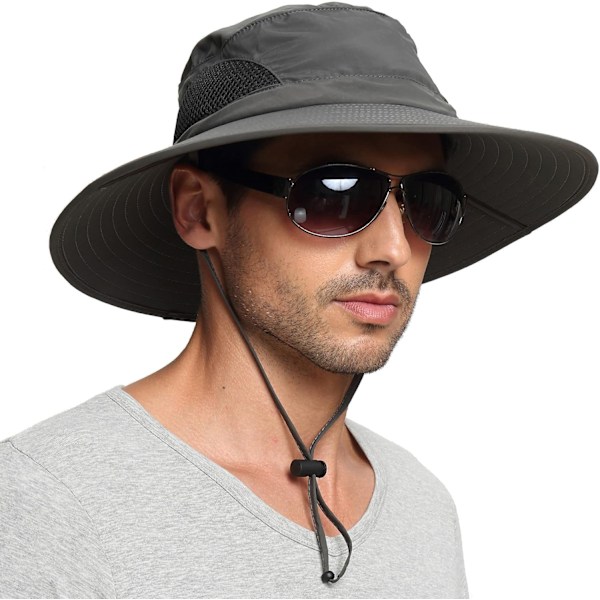 Solhatt för män/kvinnor, vattentät bredbrättad bucket hat UV-skydd boonie hatt för fiske vandring trädgårdsarbete strand GS
