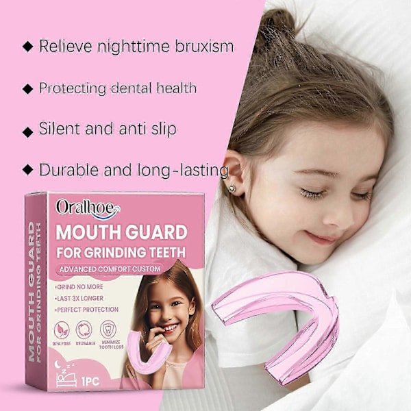 Mungskydd för barn mot tandgnissling, Bekvämt nattligt skydd för barn, Bekvämt tandskydd, Stoppar bruxism och käkledsbesvär 2Pcs
