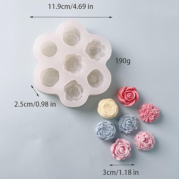 Silikonform Blomst Lys Rose Nellik Peon Mini 3D Blomst Såpe Sjokolade Aromaterapi DIY Dekor