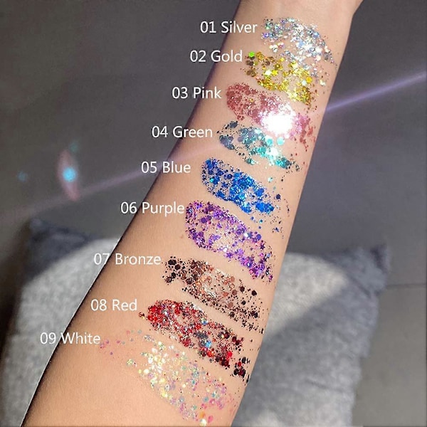 Sjöjungfru Paljetter Chunky Glitter Flytande Smink Långvarig Glittrande A