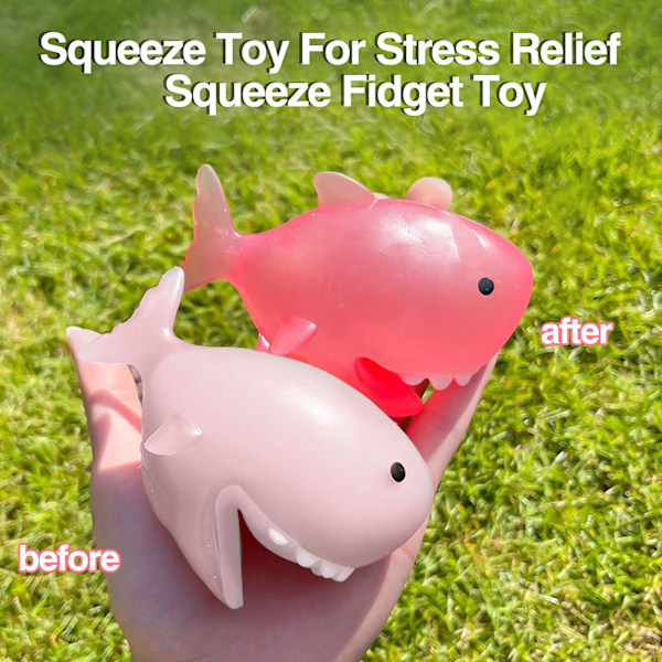 Paljett Haj Klämleksaker Maltos Havsdjur Snabb Återhämtning Mjuk TPR Nyp Leksak Squishes Block Stress Relief Fidget Leksak Pink