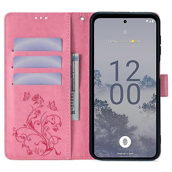 Nokia X30 5G Skal med Handledsrem Plånboksfodral Flip PU Läder Fjäril Blomma Mobilskal Multicolor Multicolor Style C